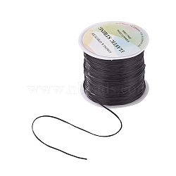 Flat Elastic Crystal String, Elastic Beading Thread, for Stretch Bracelet Making, Black, 0.8mm, about 65.61 yards(60m)/roll(EW-YW0001-0.8mm-02C)