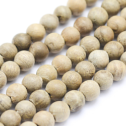 Natural Camphor Wood Beads Strands, Round, Dyed, 6mm, Hole: 1mm, about 64pcs/strand, 15.7 inch(40cm)(X-WOOD-P011-09-6mm)
