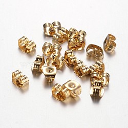 304 Stainless Steel Ear Nuts, Friction Earring Backs for Stud Earrings, Golden, 6x4.5x3mm, Hole: 0.8mm(X-STAS-D438-27G)