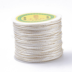 Metallic Stain Beads String Cords, Nylon Mouse Tail Cord, White, 1.5mm, about 100yards/roll(300 feet/roll)(NWIR-R024-800)