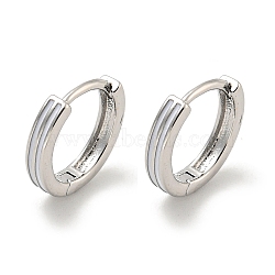 Brass Hoop Earrings, with Enamel, Real Platinum Plated, 11x2mm(EJEW-L211-14P)