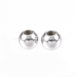 Tarnish Resistant 304 Stainless Steel Spacer Beads, Round, Stainless Steel Color, 3x2mm, Hole: 1mm(STAS-E147-30P)