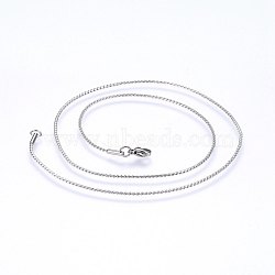 304 Stainless Steel Chain Necklaces, with Lobster Claw Clasps, Stainless Steel Color, 17.7 inch(45cm), 1.3mm(NJEW-F227-01P-01)