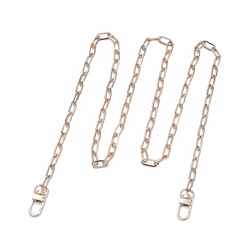Iron Paperclip Chains Bag Straps, Wallet Chains, with Alloy Swivel Clasps, for Replacement Shoulder Bag Accessories, Light Gold, 46.45 inch(118cm)