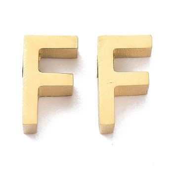 Ion Plating(IP) 304 Stainless Steel Charms, Alphabet, Golden, Letter.F, 8x4.5x3mm, Hole: 1.8mm