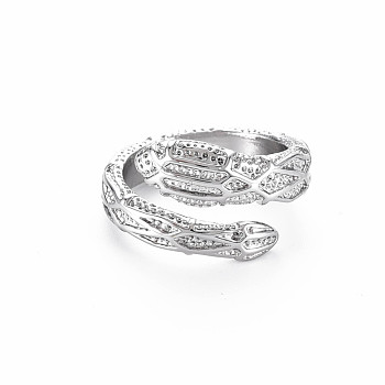 Snake Shape Rack Plating Alloy Cuff Rings, Open Rings, Cadmium Free & Lead Free, Platinum, US Size 8(18.1mm)