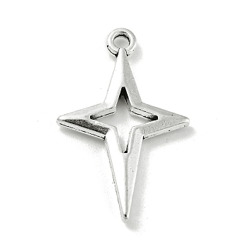 Tibetan Style Alloy Pendants, Star Charms, Nickel, Antique Silver, 27x17x2.5mm, Hole: 1.8mm
