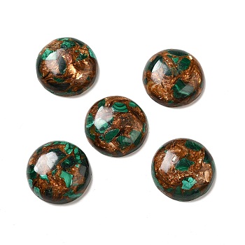 Assembled Synthetic Bronzite and Malachite Cabochons, Half Round/Dome, 18x7mm
