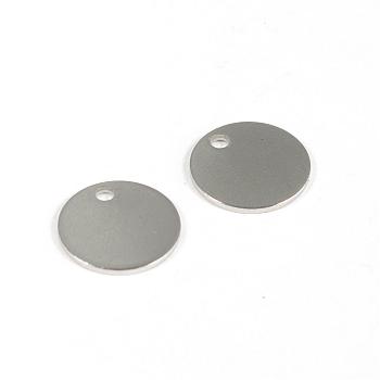 304 Stainless Steel Charms, Blank Stamping Tag, Flat Rounds, Stainless Steel Color, 12x1mm, Hole: 1.2~1.4mm