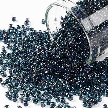 TOHO Round Seed Beads, Japanese Seed Beads, (248) Inside Color AB Blue/Midnight Bl Lined, 11/0, 2.2mm, Hole: 0.8mm, about 5555pcs/50g