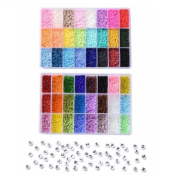 DIY Beads Jewelry Kits, Including Disc/Flat Round Handmade Polymer Clay Beads, Heishi Beads, Mixed Styles Glass Round Seed Beads, Acrylic Beads, Mixed Color, 4x1mm, Hole: 1mm, 240g