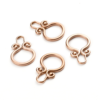 Ion Plating(IP) 304 Stainless Steel Toggle Clasps Parts, Ring, Rose Gold, 22.5x15x2mm, Hole: 6x3.5mm, inner diameter: 11mm