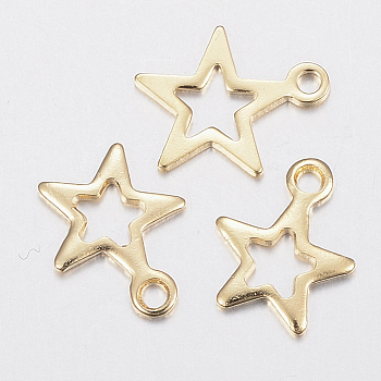 201 Stainless Steel Charms, Star, Golden, 10x8x0.8mm, Hole: 1.2mm