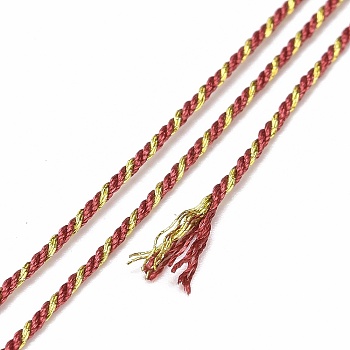 Polycotton Filigree Cord, Braided Rope, with Plastic Reel, for Wall Hanging, Crafts, Gift Wrapping, Indian Red, 1mm, about 32.81 Yards(30m)/Roll