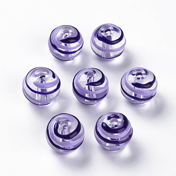 Transparent Glass Beads, with Enamel, Round, Indigo, 12x11.5mm, Hole: 1.5~1.8mm