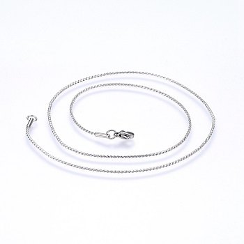 304 Stainless Steel Chain Necklaces, with Lobster Claw Clasps, Stainless Steel Color, 17.7 inch(45cm), 1.3mm