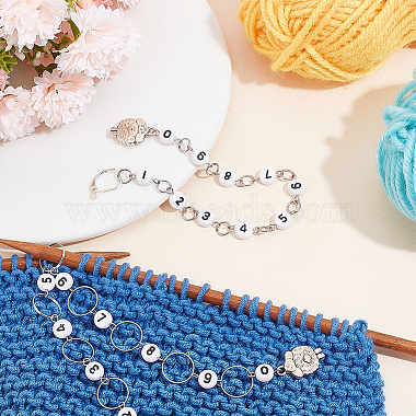 2Pcs 2 Style Sheep Charm Knitting Row Counter Chains(HJEW-NB0001-76)-5