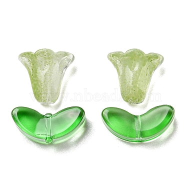 Lawn Green Flower Glass Beads
