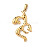 304 Stainless Steel Pendants, Abstract Charm, Golden, 41x23x5mm, Hole: 7.5x3mm(STAS-L309-16G)