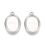 304 Stainless Steel Pendant Cabochon Settings, Oval, Stainless Steel Color, Tray: 14x10mm, 20x13x2mm, Hole: 1.6mm(STAS-T067-68P)