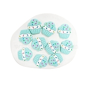 Cup Cake Food Grade Eco-Friendly Silicone Beads, Chewing Beads For Teethers, DIY Nursing Necklaces Making, Turquoise, 29x28mm, Hole: 3mm(PW-WG77442-08)