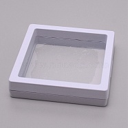 Square Plastic Suspension Display Frame Holder, with PE Transparent Film, for Jewelry Packaging, White, 9x9x2cm, Inner Diameter: 7.4x7.4cm(ODIS-WH0021-01A-01)