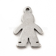 201 Stainless Steel Pendants, Human Charms, Stainless Steel Color, 13x9x1mm, Hole: 1mm(STAS-H172-05P)