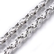 3.28 Feet 304 Stainless Steel Link Chains, Unwelded, Stainless Steel Color, 4mm, Link: 8x4x4mm(X-STAS-P219-18-A)