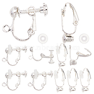16Pcs 2 Style Clip-on Earring Findings, with 16Pcs TPE Plastic Pads, Silver, 17~19x6~13.5x5~9mm, Hole: 1~1.2mm, 8Pcs/style(DIY-SC0019-20)