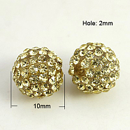 Resin Rhinestone Beads, Grade A, Round, Jonquil, 10mm, Hole: 2mm(RB-A025-10mm-A13)
