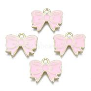 Alloy Enamel Pendants, Bowknot, Pink, 14.5x17x1mm, Hole: 2mm(ENAM-Q425-78)