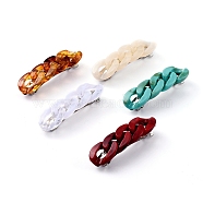 Platinum Plated Iron Hair Barrette, with Acrylic Curb Chain, Mixed Color, 16.5~17x60x10~11mm(OHAR-JH00020-M)