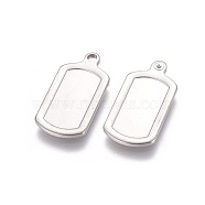 201 Stainless Steel Pendants, Rectangle, Stamping Blank Tag, Stainless Steel Color, 24x12x1.5mm, Hole: 1.8mm(STAS-L232-017A)