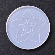 Silicone Cup Mat Molds, Resin Casting Molds, For UV Resin, Epoxy Resin Craft Making, Flat Round with Star Pattern, White, 124x9mm, Inner Diameter: 119mm(DIY-H154-03A)