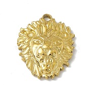 304 Stainless Steel Pendants, Lion Head Charm, Golden, 26x20.5x5.5mm, Hole: 2.5mm(STAS-P316-08G)