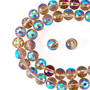 2 Strands Electroplate Transparent Glass Bead Strands, AB Color Plated, Faceted, Round, Camellia, 10mm, Hole: 1.5mm, about 70pcs/strand, 25.98 inch(66cm)(EGLA-TA0001-34D)