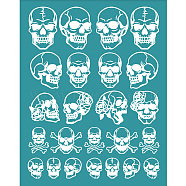 Silk Screen Printing Stencil, for Painting on Wood, DIY Decoration T-Shirt Fabric, Turquoise, Skull, 127x100mm(DIY-WH0586-0009)