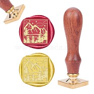 DIY Scrapbook, Brass Wax Seal Stamp and Wood Handle Sets, Mountain Pattern, 89mm, Stamps: 25x25x14.5mm(AJEW-WH0107-009)