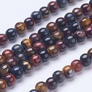 Natural Tiger Eye Beads Strands, Grade AB, Round, 6mm, Hole: 1mm, about 66pcs/strand, 15.39 inch(G-D855-07-6mm)