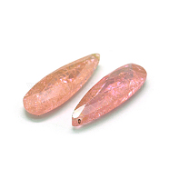 Cubic Zirconia Pendants, Faceted, Teardrop, Pale Violet Red, 25x8x5mm, Hole: 0.8mm(G-O175-06)