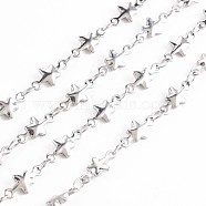 201 Stainless Steel Star & Oval Link Chains, Soldered, Stainless Steel Color, 10x5x2mm, about 3.28 Feet(1m)/Strand(STAS-N092-107)
