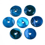 Spray Painted Natural Freshwater Shell Beads, Heishi Beads, Disc/Flat Round, Dodger Blue, 15x2mm, Hole: 2.5mm(SHEL-S276-107B)