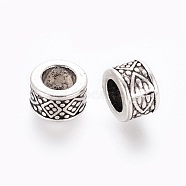 Tibetan Style Alloy European Beads, Large Hole Beads, Lead Free & Cadmium Free, Column, Antique Silver, about 8mm in diameter, 5mm thick, hole: 4.5mm(X-LF8485Y)