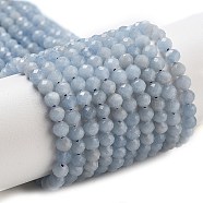 Natural Angelite Beads Strands, Faceted, Round, 4mm, Hole: 0.8mm, about 92~95pcs/strand, 14.96~15.16''(38cm)(G-G161-A05-03)