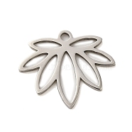 304 Stainless Steel Pendants, Laser Cut, Stainless Steel Color, Leaf, 15x17.5x1mm, Hole: 1mm(STAS-S123-01P-03)