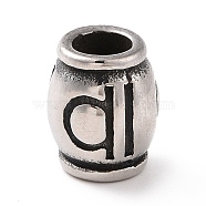 304 Stainless Steel European Beads, Large Hole Beads, Drum, Antique Silver, 11.5x9.5mm, Hole: 5mm(STAS-M301-18AS)
