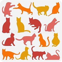 Plastic Reusable Drawing Painting Stencils Templates, for Painting on Scrapbook Fabric Tiles Floor Furniture Wood, Square, Cat Pattern, 300x300mm(DIY-WH0172-882)