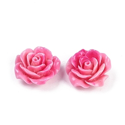 Synthetic Coral Carved Beads, Dyed, Flower, Deep Pink, 19.5x9mm, Hole: 1.3mm(CORA-M001-04B)