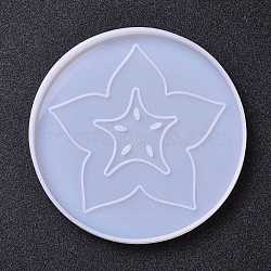 Silicone Cup Mat Molds, Resin Casting Molds, For UV Resin, Epoxy Resin Craft Making, Flat Round with Star Pattern, White, 124x9mm, Inner Diameter: 119mm(DIY-H154-03A)