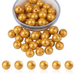 50Pcs Silicone Beads Round Rubber Beads 15MM Loose Spacer Beads for DIY Supplies Jewelry Keychain Making, Gold, 15mm, Hole: 1.8mm(JX473A)